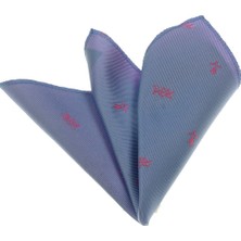 Exve Exclusive Pembe Desenli Mavi Yaka Cep Mendili