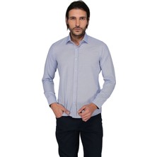 Buenza Ekose 3258 Uzun Kol Slim Fit Gömlek-Mavi