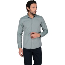 Buenza Duz Muz Uzun Kol Slim Fit Gömlek-Yeşil