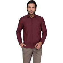 Buenza Ekose 3275 Uzun Kol Slim Fit Gömlek-Bordo