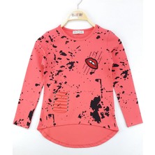 Toontoy Kız Çocuk Sweatshirt Lazer Kesim Dudak Nakışlı Nar Çiçeği 12 Yaş - 152 cm Boy
