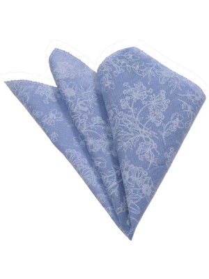 Exve Exclusive Mavi Kendinden Desenli Yaka Cep Mendili