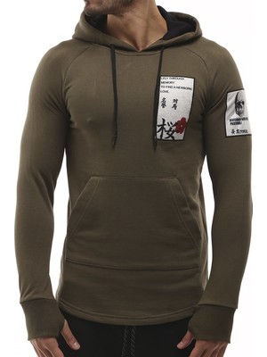 Madmext Kapüşonlu Haki Sweatshirt 2241