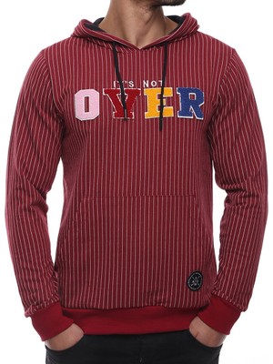 Madmext Bordo Kapüşonlu Sweatshirt - Çizgili Detaylı 2788