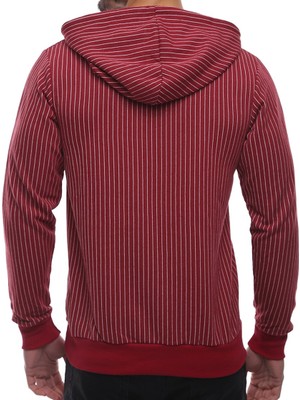 Madmext Bordo Kapüşonlu Sweatshirt - Çizgili Detaylı 2788