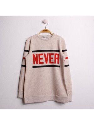 Toontoy Kız Çocuk Sweatshirt Never Baskı Kahverengi Melanj 14 Yaş - 164 cm Boy
