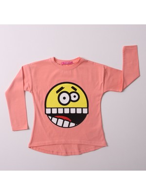Toontoy Kız Çocuk Sweatshirt Smile Baskılı Somon 4 Yaş - 104 cm Boy