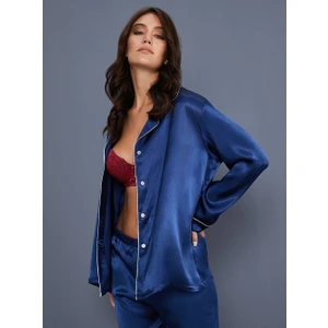 3926 Lacivert Saten Pijama Takımı