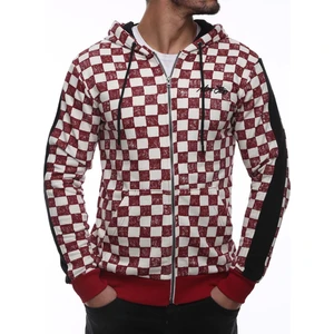 Hooded Checkered Sweatshirt Burgundy 2746