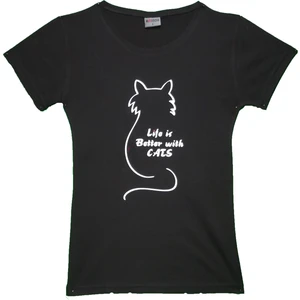 Kadın Life With Cats Bisiklet Yaka Tshirt
