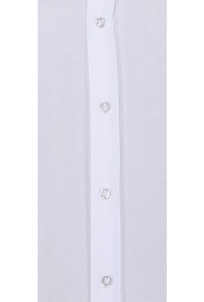 Buenza Saten Opal 41131 Uzun Kol Slim Fit Gömlek-Beyaz
