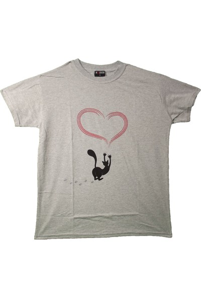 Maddog Unisex Love Cat Bisiklet Yaka Tshirt