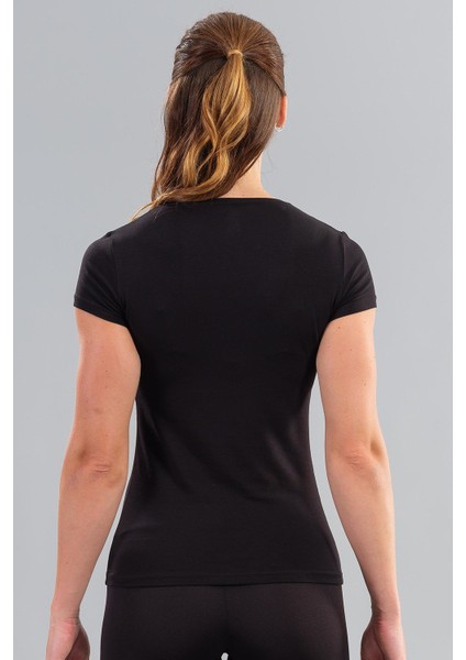 Kadın 5235M V Yaka T-Shirt Siyah