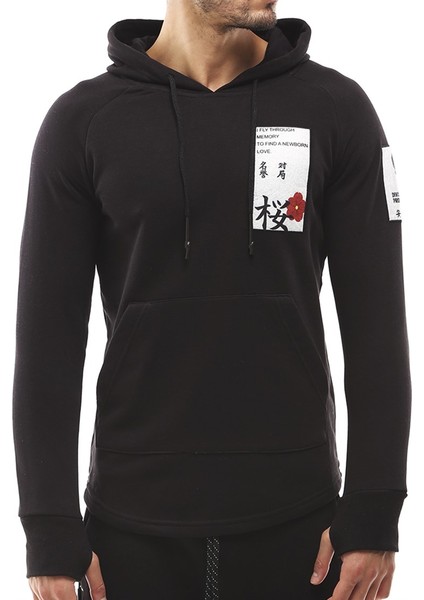 Kapüşonlu Siyah Sweatshirt 2241