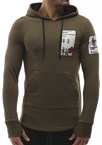 Kapüşonlu Haki Sweatshirt 2241