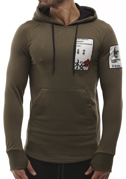 Kapüşonlu Haki Sweatshirt 2241