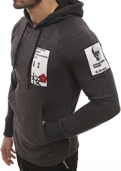 Kapüşonlu Antrasit Sweatshirt 2241