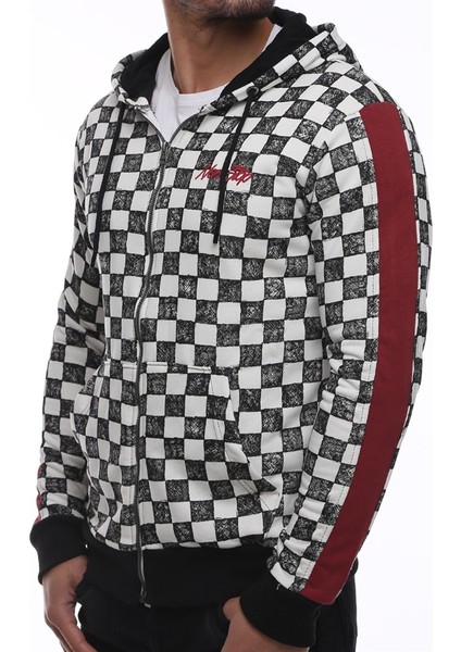 Hooded Checkered Sweatshirt Black 2746 fiyatları