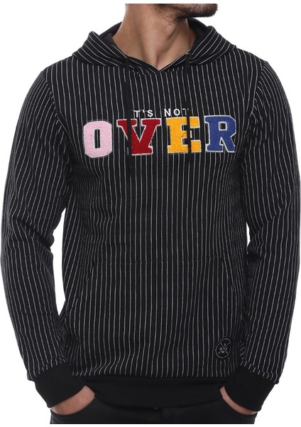 Black Hooded Sweatshirt - Stripe Detailed 2788