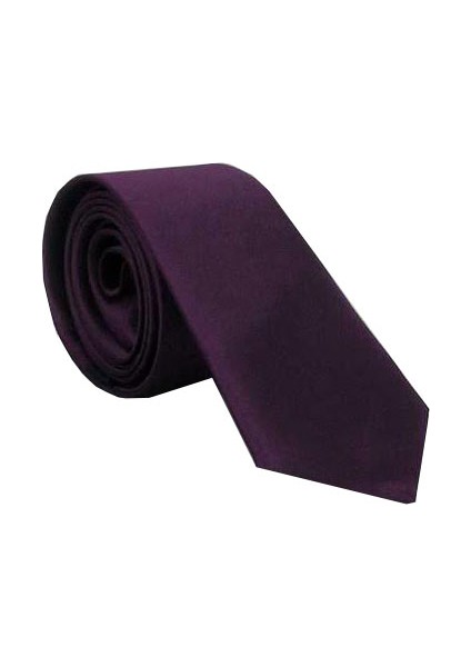Mendilli Slim Kesim Mürdüm Kravat