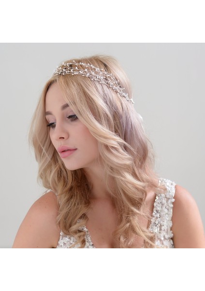 Sıralı İnci Gelin Saç Tacı