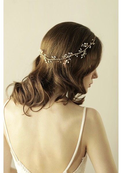 Sarı Kristal Şeritli Gelin Tacı Düğün Taç modelleri