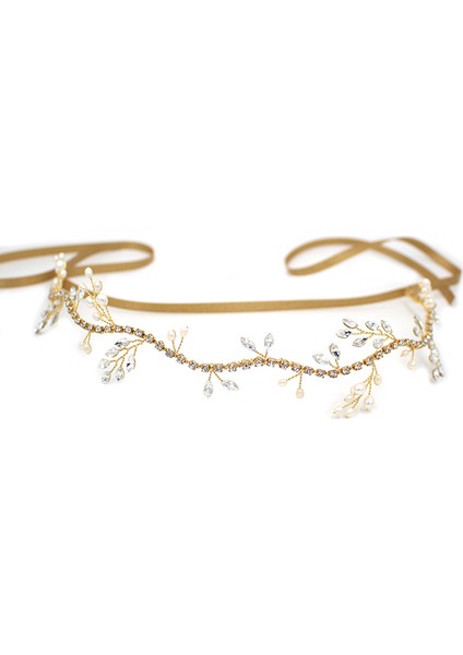 Sarı Kristal Şeritli Gelin Tacı Düğün Taç fırsatları