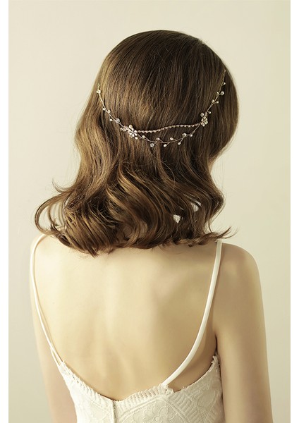 Kristal Şeritli Gelin Taç Gelin Saç Toka