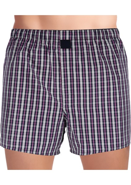 Fuşya Ekose Poplin Dokuma Erkek Boxer