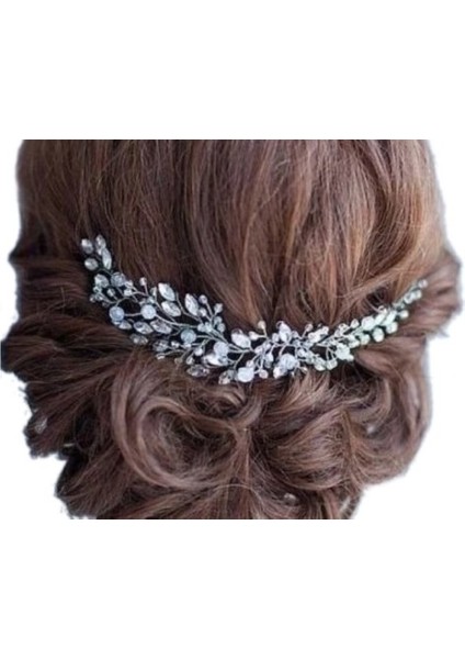 Gelin Arka Saç Aksesuarı Kristal Taç