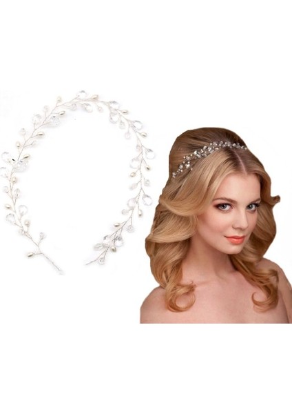 Kristal Taç Kristal Karışımlı Gelin Saç Toka
