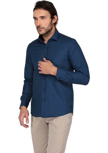 Soft Ekoe 109 Uzun Kol Slim Fit Gömlek-Yeşil