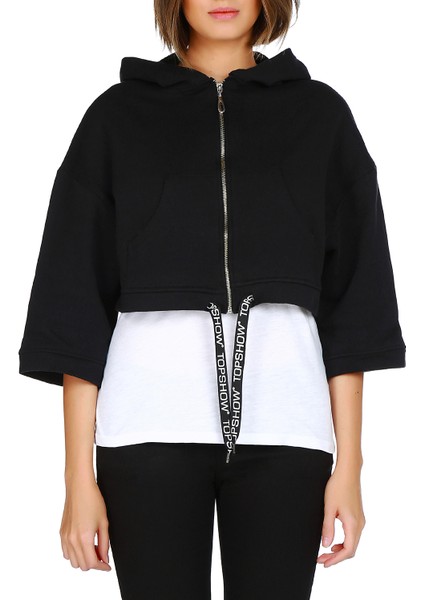 Kapüşonlu Sırt Tasarım Baskılı Sweatshirt