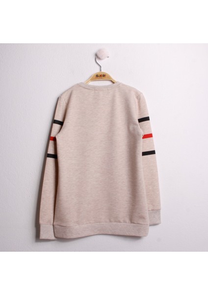 Kız Çocuk Sweatshirt Never Baskı Kahverengi Melanj 8 Yaş - 128 cm Boy