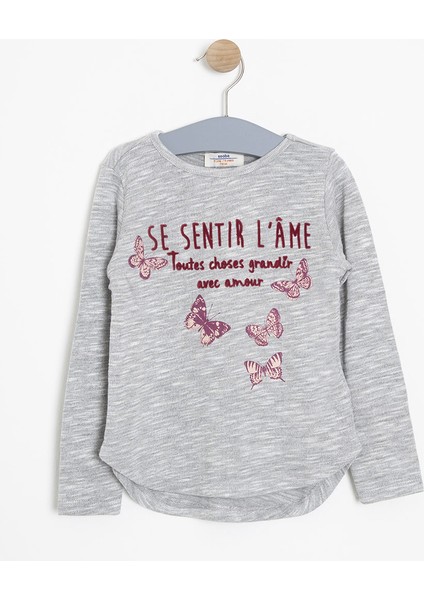 Kız Çocuk Sweatshirt Gri Melanj (3 - 12 Yaş )