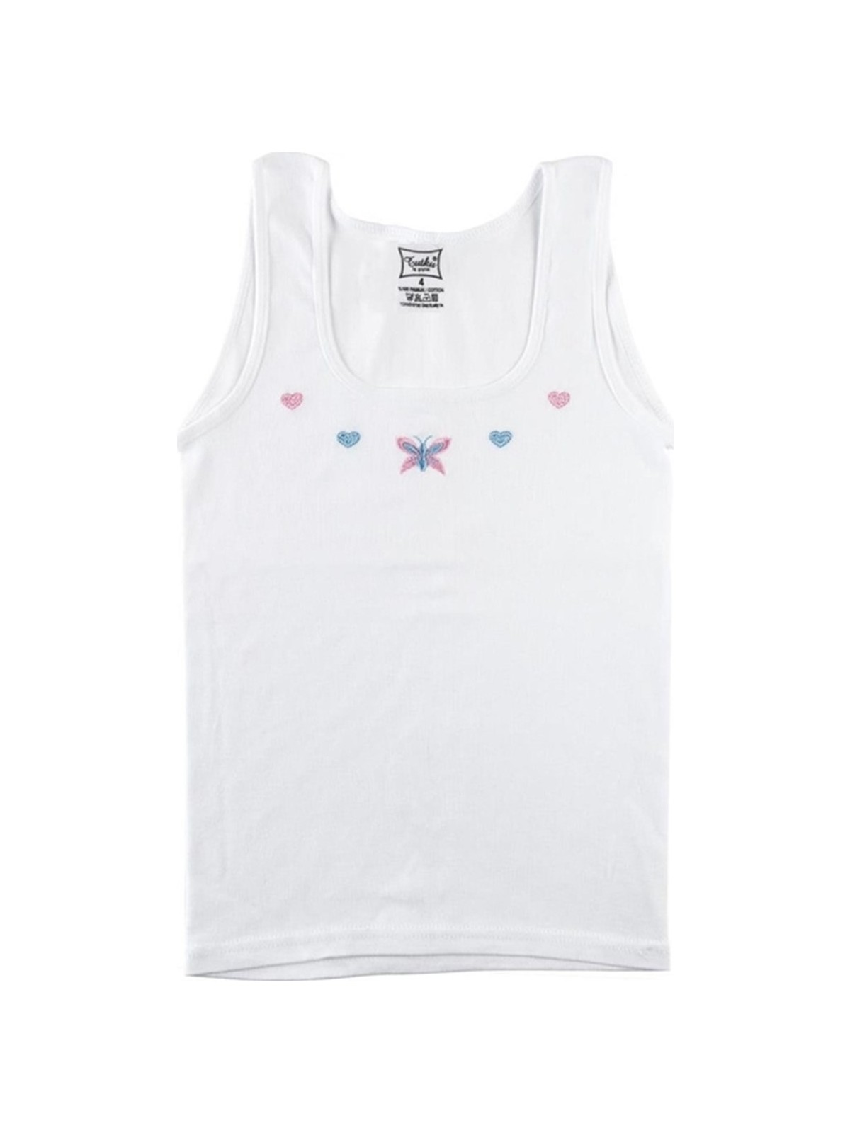 Tutku Geniş Askılı İşlemeli Kız Çocuk Atlet 6 Lı Paket