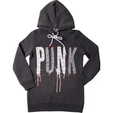 Toontoy Kız Çocuk Sweatshirt Kapşonlu Punk Baskılı