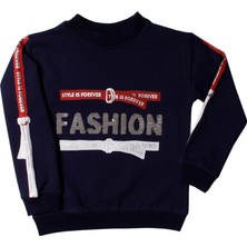Toontoy Kız Çocuk Sweatshirt Kollari Şeritli Pullu Fashion Nakış