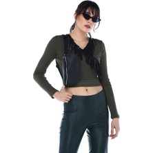 Sense 31022Uzun Kollu Kurvaze Yakalı 2X2 Rıbana Bluz