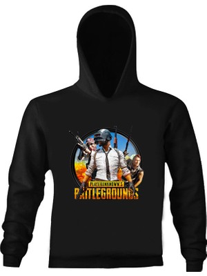 Art T-Shirt Pubg Logo Çocuk Kapüşonlu Sweatshirt