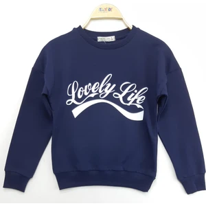 Kız Çocuk Sweatshirt Lovely Life Baskı Lacivert 12 Yaş - 152 cm
