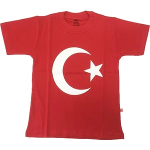 Ayyıldız Türk Bayrağı Tişört 9-12 Yaş Kırmızı