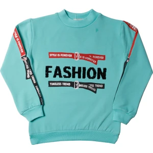 Kız Çocuk Sweatshirt Kollari Şeritli Pullu Fashion Nakış