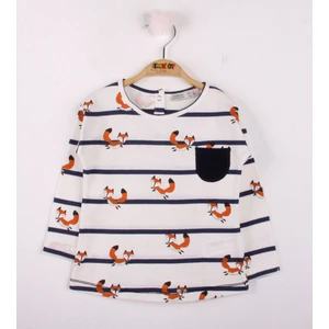 Kız Bebek Tshirt Çizgili Cepli Tilki Baskı