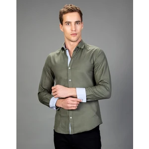 Slim Fit Spor Haki Erkek Gömlek
