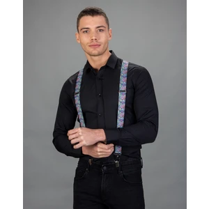 Slim Fit Armürlü Kravatlık, Siyah Erkek Gömlek