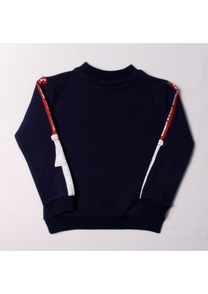 Kız Çocuk Sweatshirt Kollari Şeritli Pullu Fashion Nakış