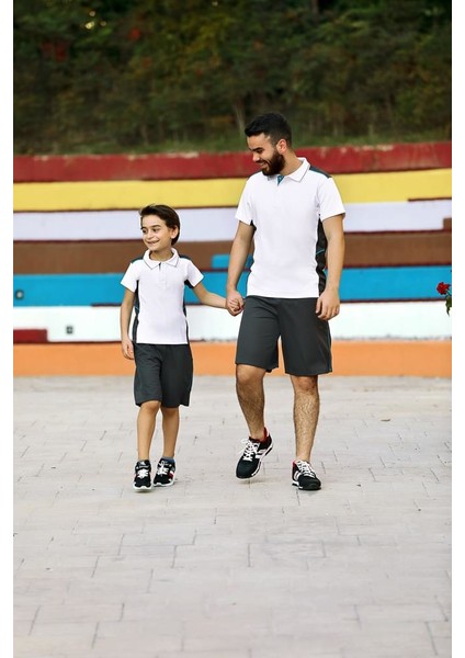9663 Erkek Pijama Yandan Üst Şort 2'li Takım