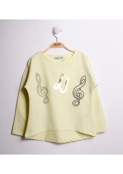 Kız Çocuk Tshirt Pullu Nota Nakış
