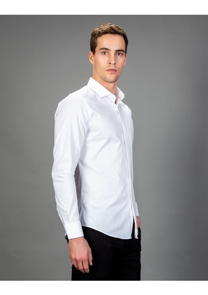 Süper Slim Fit Beyaz Erkek Gömlek fiyatları